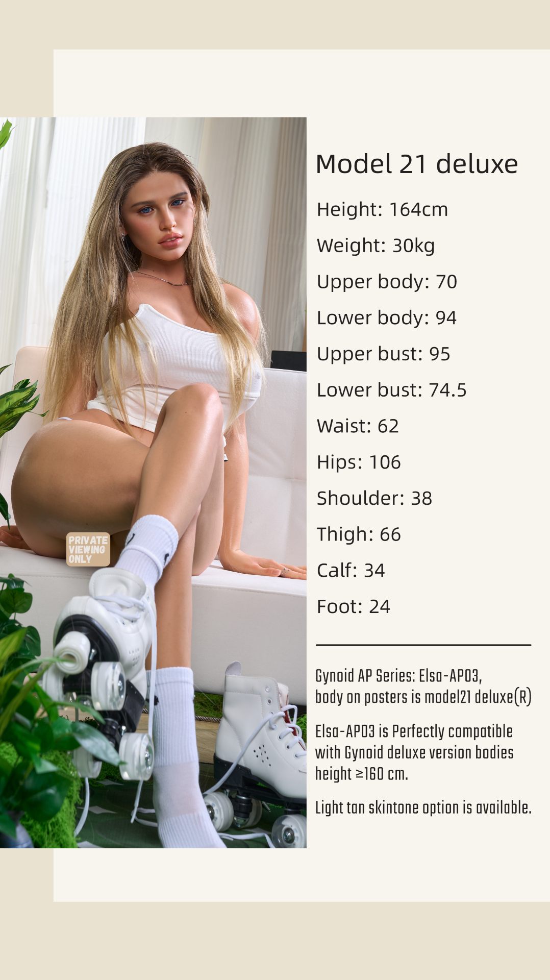 Elsa Model 21 Deluxe Sex Doll (Gynoid Doll 164 cm F-Cup silikoon)