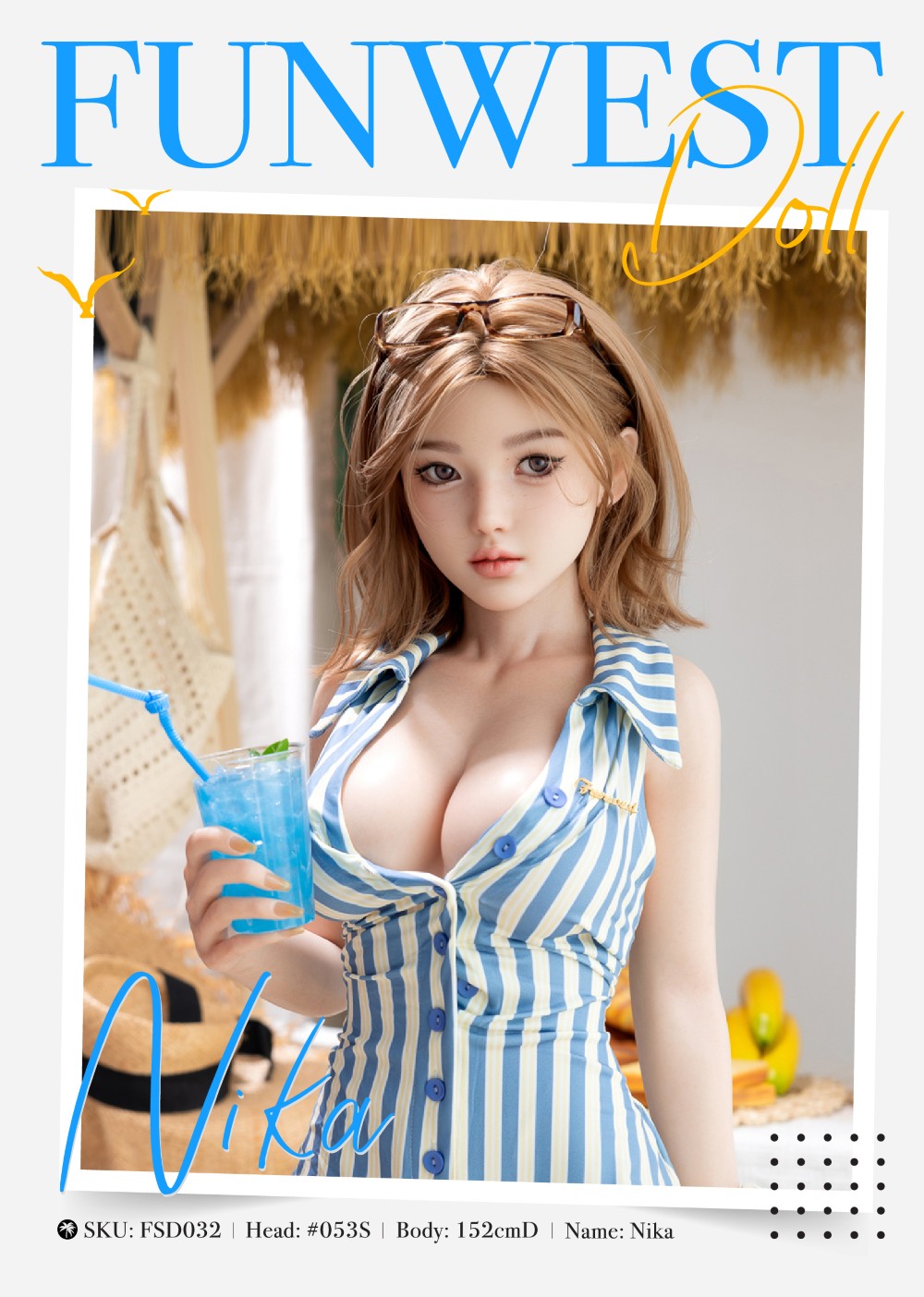 Nika seksnukk (FunWest Doll 152 cm D-Cup #053S silikoon)
