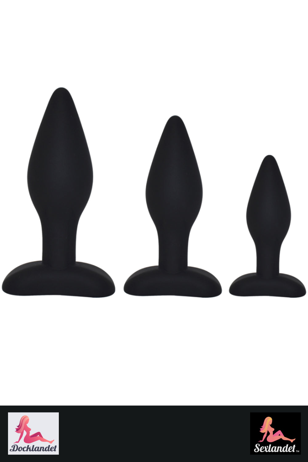 Klassisk Buttplug i Mjuk Silikon – Set med 3 Storlekar