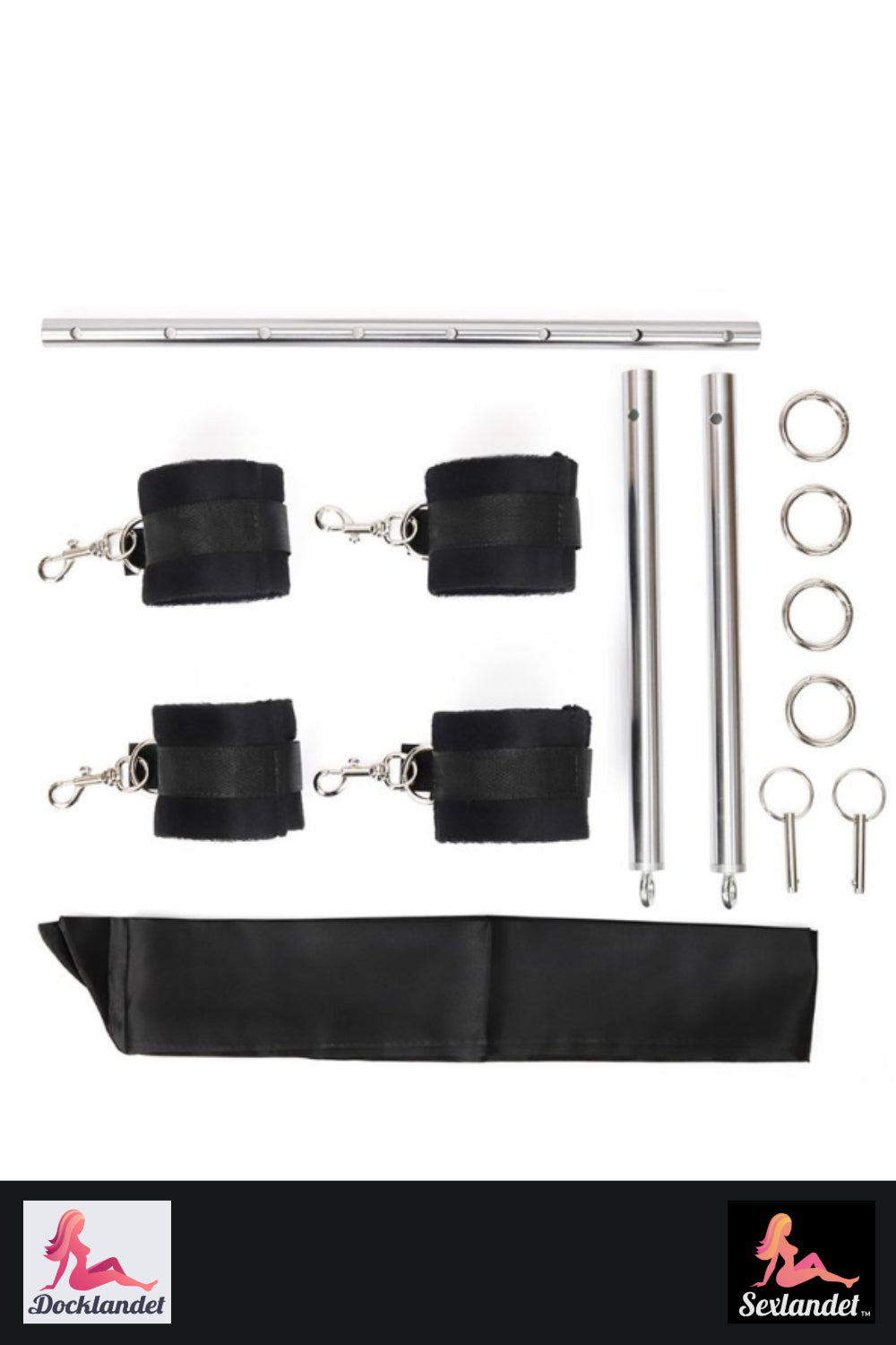 BDSM Sex Set med Handfängsel, Fotbojor &amp; Metallram – Justerbart Bondagekit för Par