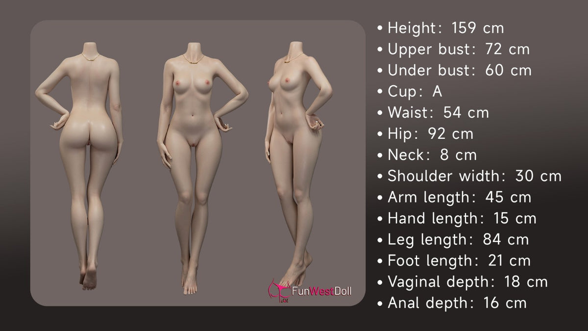 Nika seksnukk (FunWest Doll 159 cm A-Cup #053S RST silikoon)