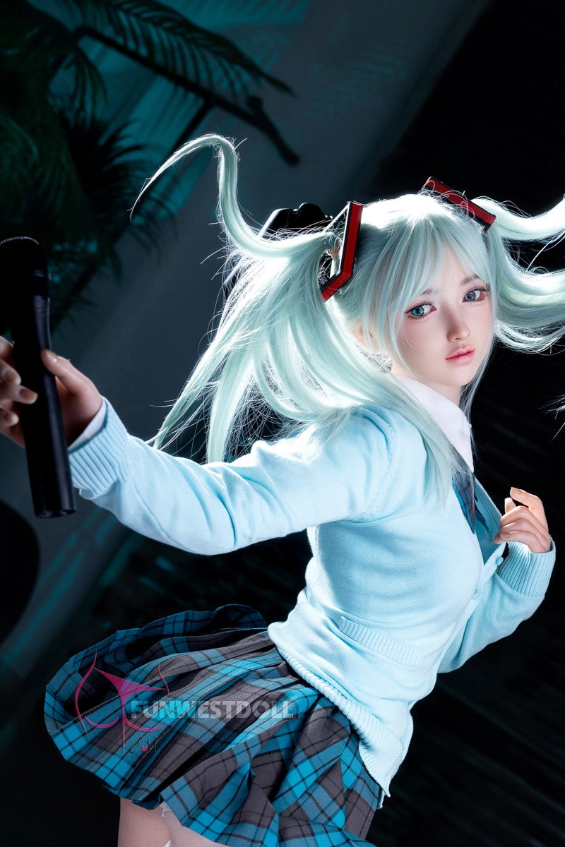 Hatsune Miko seksnukk (FunWest Doll 159 cm A-Cup #041S silikoon)