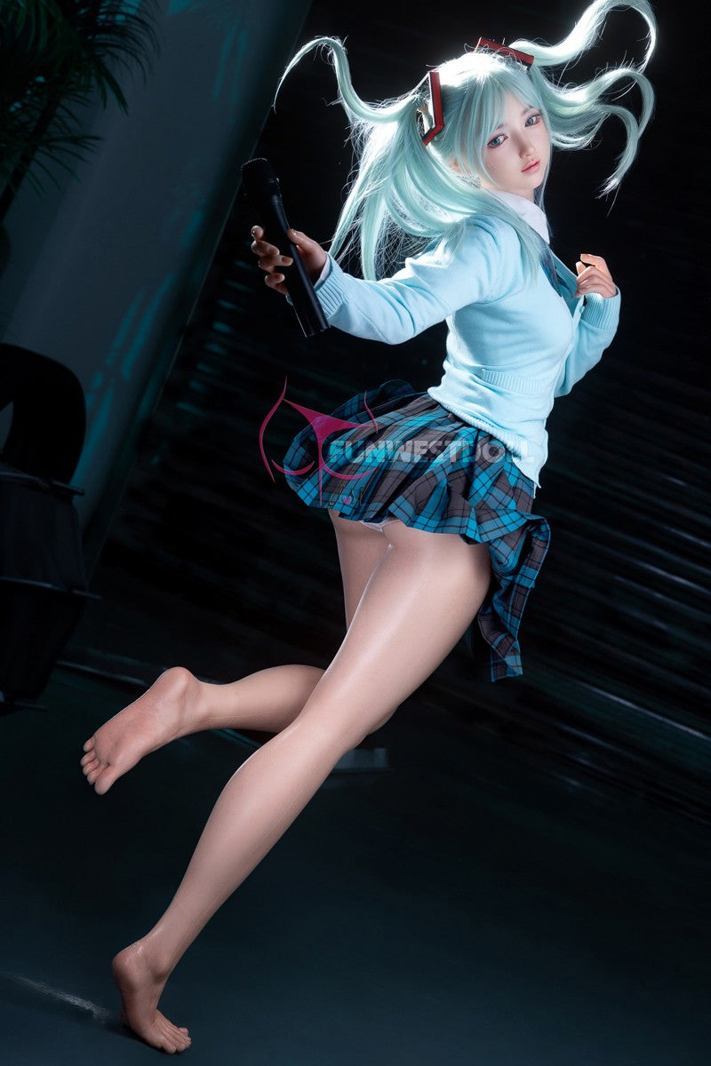 Hatsune Miko seksnukk (FunWest Doll 159 cm A-Cup #041S silikoon)