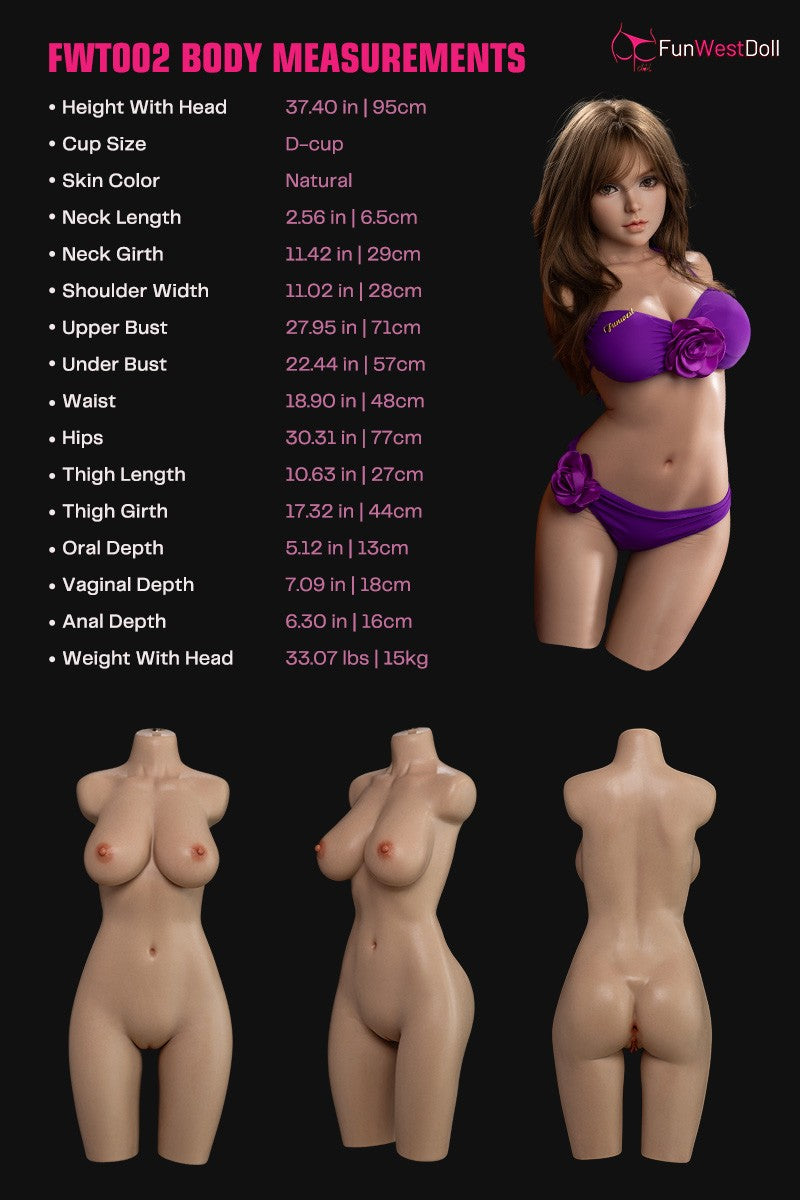 Lily Torso seksnukk (FunWest Doll 95 cm D-Cup #036S silikoon)