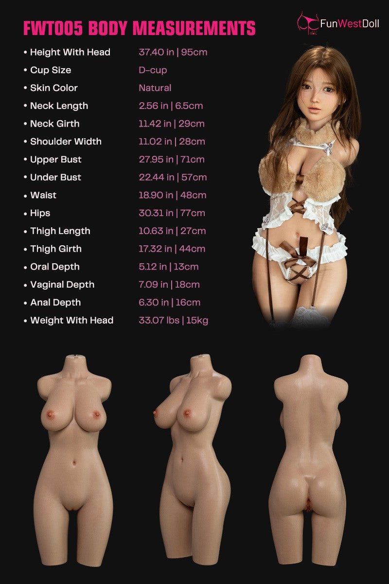 Amy Torso seksnukk (FunWest Doll 95 cm D-Cup #041SJ Silicone)