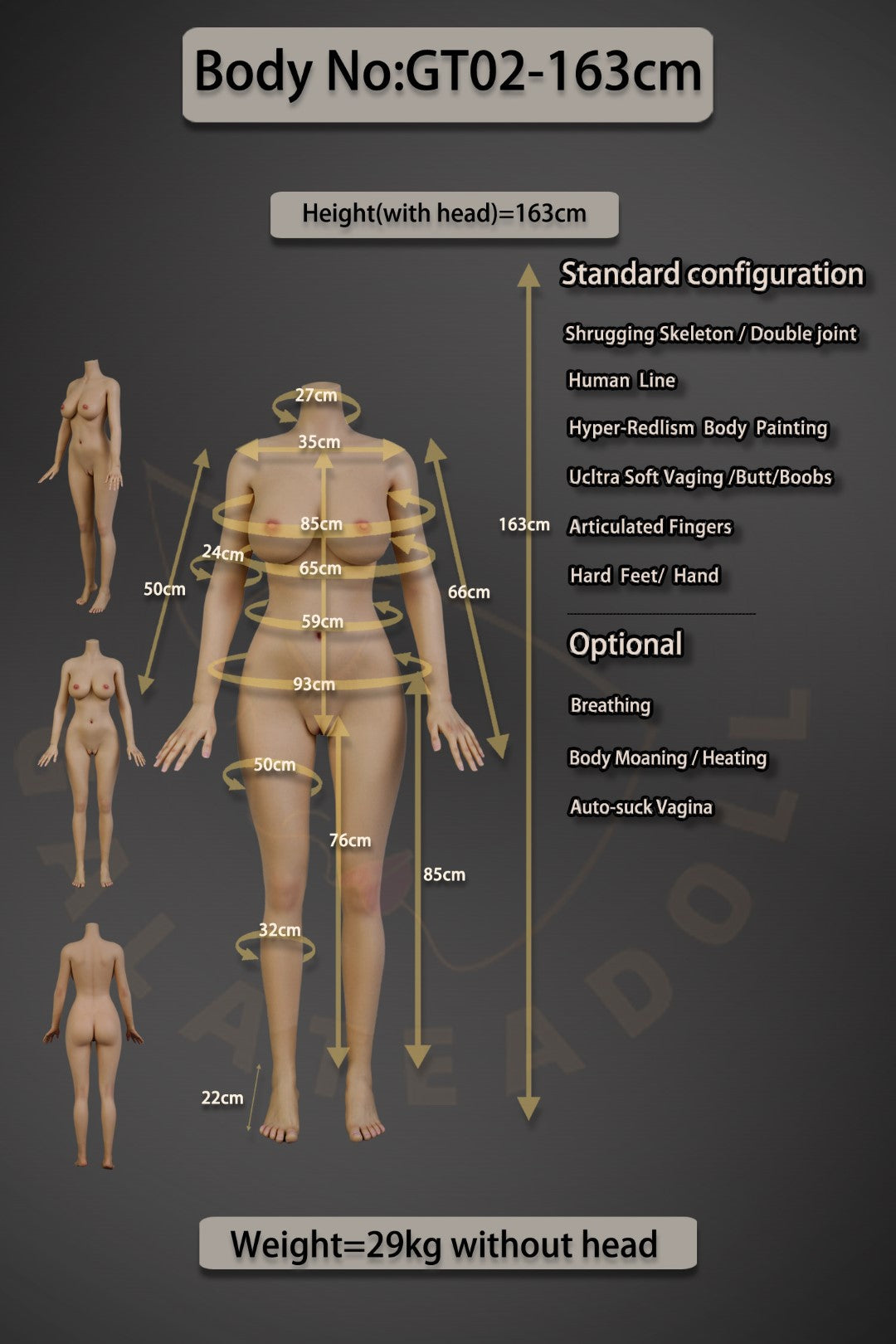 Mariana seksnukk (Galatea Doll 163 cm D-Cup #061 silikoon)