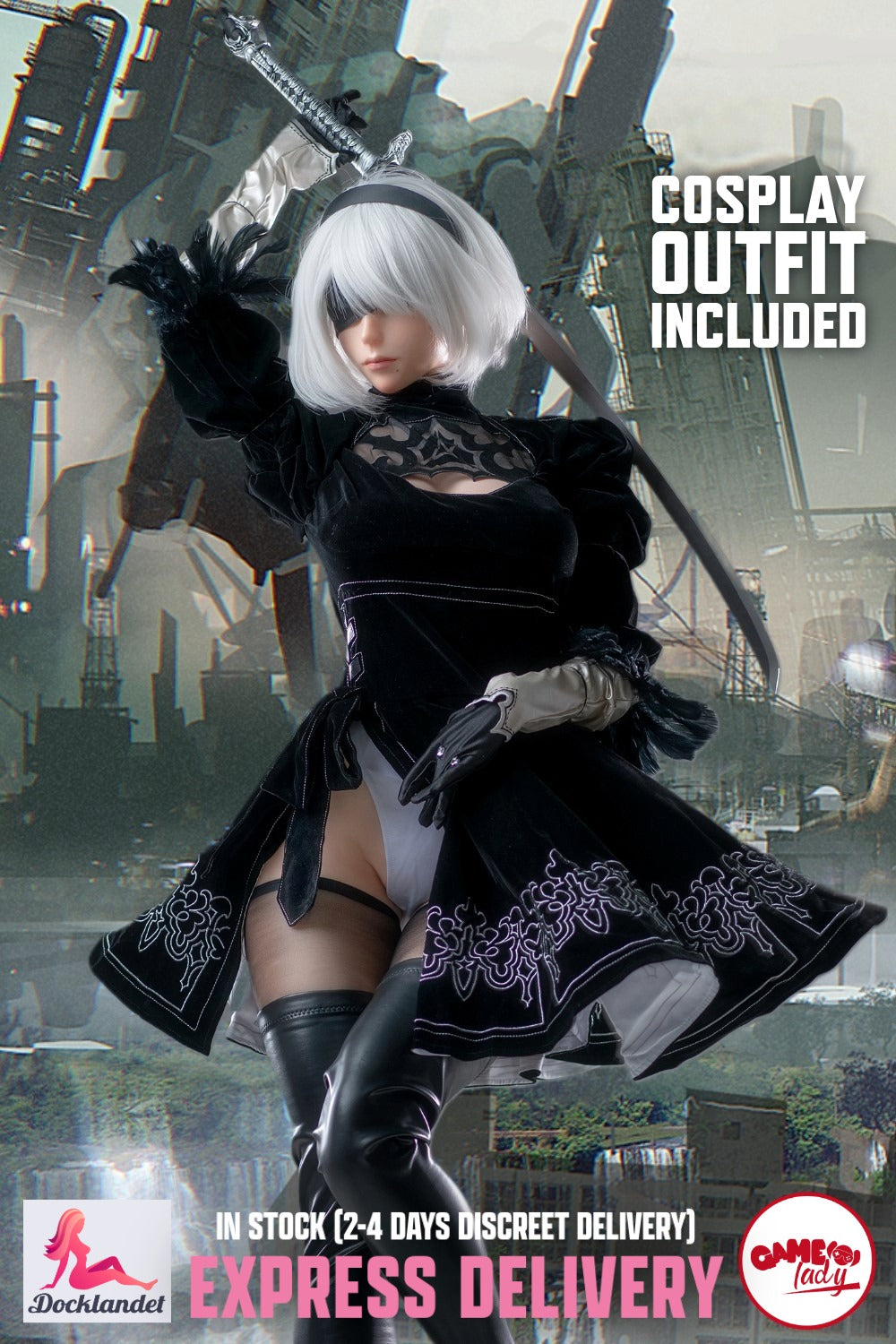 Yorha 2B seksnukk (Game Lady 171 cm E-Cup nr 18 silikoon) EXPRESS