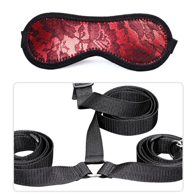 BDSM Komplekt – käerauad, pitsriietus ja silmamask (7-osaline komplekt)