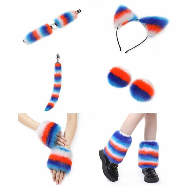 Furry Outfit I Färgglad Päls (Set med 11 delar)